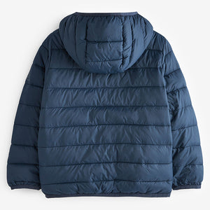 Navy Blue Quilted Midweight Hooded Coat (3-12yrs)