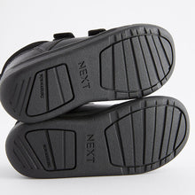 Load image into Gallery viewer, Black Standard Fit (F) Double Strap Touch Fastening School Trainers
