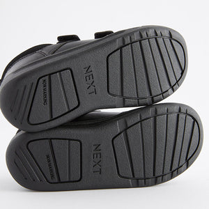 Black Standard Fit (F) Double Strap Touch Fastening School Trainers