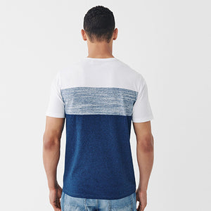 White/Blue Marl Block T-Shirt