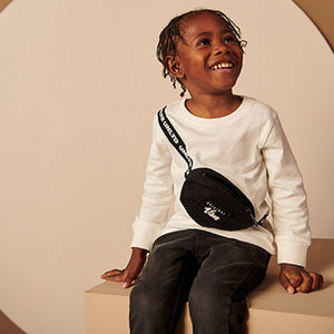 White/Black Bag Long Sleeve Applique T-Shirt (3mths-6yrs)