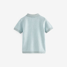 Load image into Gallery viewer, Blue 100% Cotton Short Sleeved Multi Tone Polo Shirt (3mths-4-5yrs)
