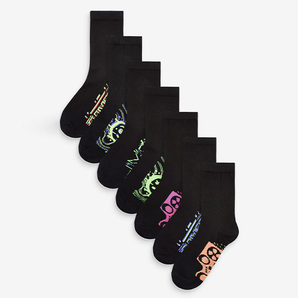 Black Cotton Rich Socks 7 Pack