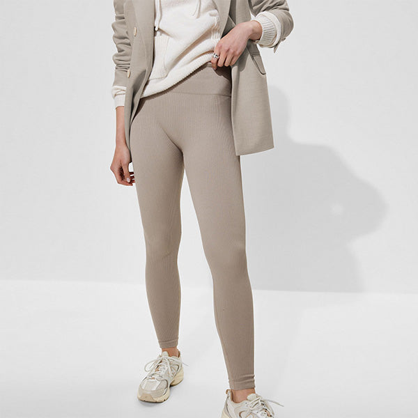 Neutral Ribbed Seamless High Waist Leggings