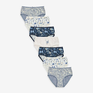 White/Blue Floral Character 7 Pack Briefs (1.5-10yrs)
