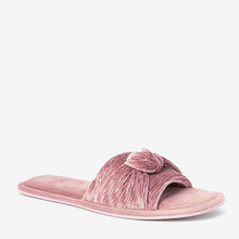 Load image into Gallery viewer, Pink Velvet Bow Slider Slippers
