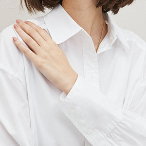 White Oversized Long Sleeve Cotton Shirt
