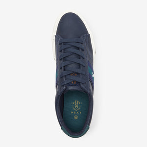 Navy Blue Stripe Stag Trainers