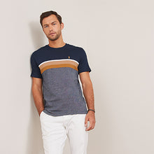 Load image into Gallery viewer, Navy Blue/ Tan Brown Block Soft Touch T-Shirt

