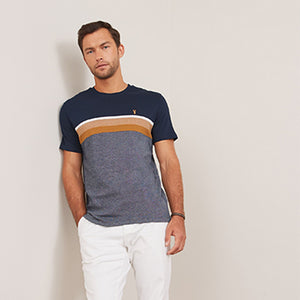 Navy Blue/ Tan Brown Block Soft Touch T-Shirt