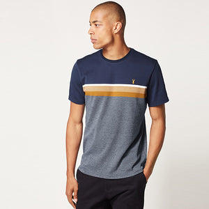 Navy Blue/ Tan Brown Block Soft Touch T-Shirt