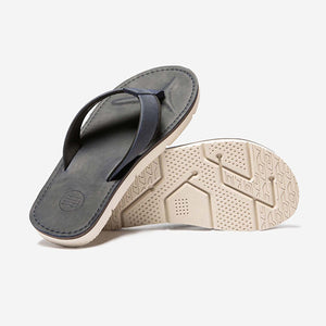 MAFFATE Men's Comfort Flip-Flops All Leather Navy