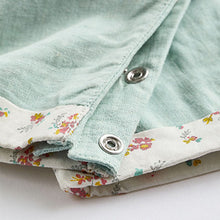 Load image into Gallery viewer, Green Duck and Floral Baby 2 Piece Woven Dungarees And Bodysuit (0mths-18mths)
