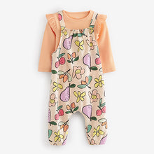 Load image into Gallery viewer, Multi Orange Jersey Baby 2 Piece Dungarees And Bodysuit Set (0mths-18mths)
