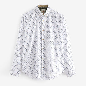 White Printed Long Sleeve Shirt