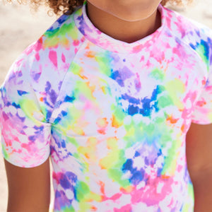 Purple Heart Tie Dye Rash Vest and Shorts Set (3-12yrs)