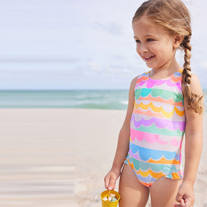 Multi Scallop Rainbow Frill Swimsuit (3mths-5yrs)