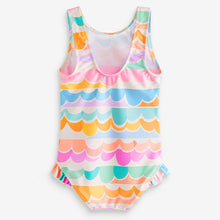 Load image into Gallery viewer, Multi Scallop Rainbow Frill Swimsuit (3mths-5yrs)
