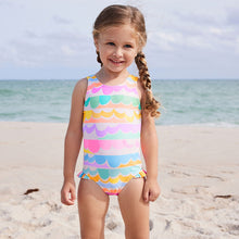 Load image into Gallery viewer, Multi Scallop Rainbow Frill Swimsuit (3mths-5yrs)
