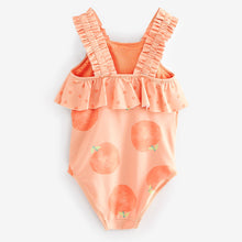 Load image into Gallery viewer, Orange Peach Ruched Strap Swimsuit (3mths-5yrs)
