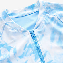 Load image into Gallery viewer, Blue Tie Dye Long Sleeved Swimsuit
