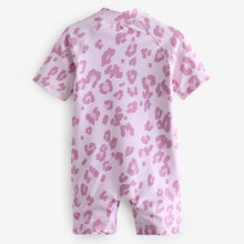 Load image into Gallery viewer, Purple Animal Print Sunsafe Swimsuit (3mths-4yrs)
