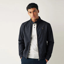 Load image into Gallery viewer, Navy Shower Resistant Check Lining Harrington Jacket
