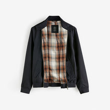 Load image into Gallery viewer, Navy Shower Resistant Check Lining Harrington Jacket
