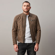 Load image into Gallery viewer, Brown Faux Leather Biker Jacket
