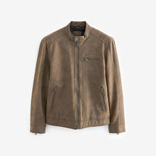 Load image into Gallery viewer, Brown Faux Leather Biker Jacket
