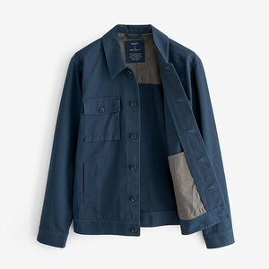 Navy Blue Textured Button Up Shacket