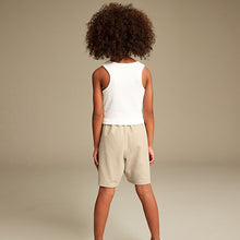 Load image into Gallery viewer, Neutral/White Rib Vest and Sweat Short Set
