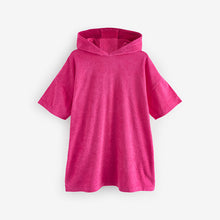 Load image into Gallery viewer, Bright Pink Oversized Hooded Towelling 100% Cotton Cover-Up
