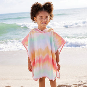 Multi Tie Dye Towelling Poncho