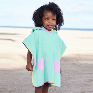 Aqua Blue 100% Cotton Towelling Poncho (9mths-10yrs)