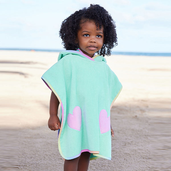 Aqua Blue 100% Cotton Towelling Poncho (9mths-10yrs)