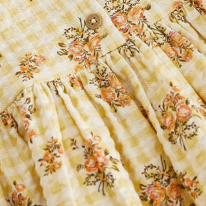 Yellow Floral Gingham Relaxed Cotton Dress (3mths-5-6yrs)