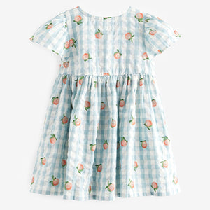 Blue Gingham Button Up 100% Cotton Dress (3mths-5-6yrs)