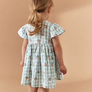 Blue Gingham Button Up 100% Cotton Dress (3mths-5-6yrs)