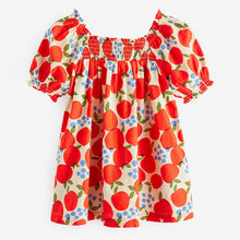 Load image into Gallery viewer, Red Apple Puff Sleeve Dress (3mths-5-6yrs)
