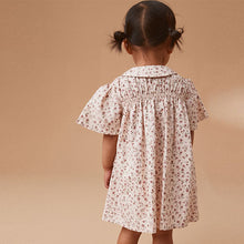 Load image into Gallery viewer, Pink Ditsy Shirred Cotton Dress (3mths-5-6yrs)
