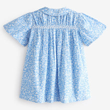 Load image into Gallery viewer, Blue Ditsy Shirred Cotton Dress (3mths-5-6yrs)
