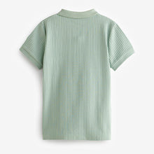 Load image into Gallery viewer, Mineral Green Textured Short Sleeve 100% Cotton Polo Shirt (3-12yrs)
