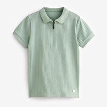 Load image into Gallery viewer, Mineral Green Textured Short Sleeve 100% Cotton Polo Shirt (3-12yrs)
