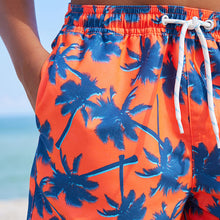 Load image into Gallery viewer, Orange Palm Tree Printed Swim Shorts (3yrs-12yrs)
