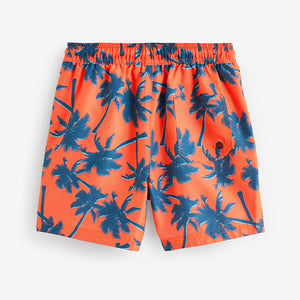 Orange Palm Tree Printed Swim Shorts (3yrs-12yrs)