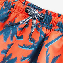 Load image into Gallery viewer, Orange Palm Tree Printed Swim Shorts (3yrs-12yrs)
