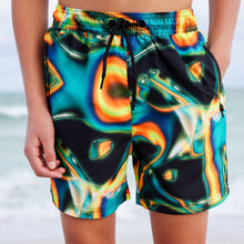 Load image into Gallery viewer, Black Heatmap Printed Swim Shorts (3yrs-12yrs)
