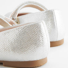 Load image into Gallery viewer, Silver Standard Fit (F) Mary Jane Touch Fastening Occasion Shoes

