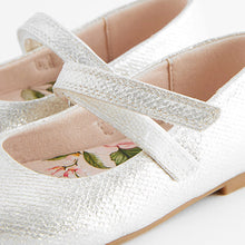 Load image into Gallery viewer, Silver Standard Fit (F) Mary Jane Touch Fastening Occasion Shoes
